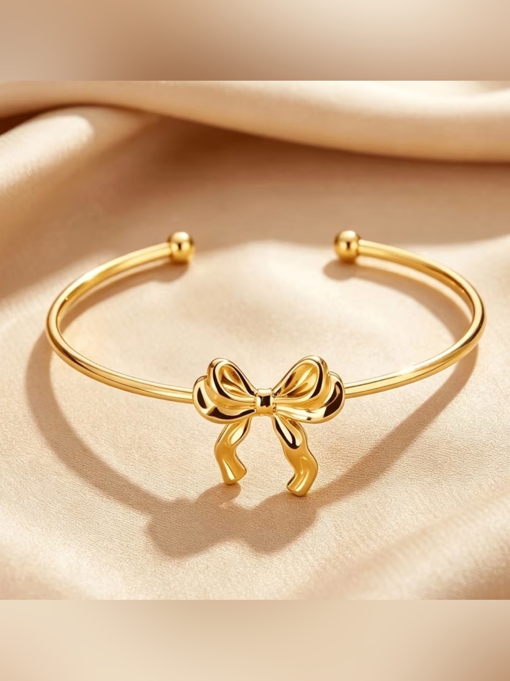 Gold Bow Bangle Bracelet - Women Jewelry - Picture 3 of 3